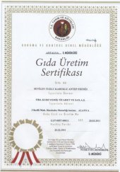 Gıda Üretim Sertifikası  (oba Tuzlu Kabuklu Antep Fıstığı)